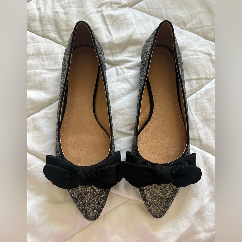 Loft Glitter and Velvet Bow Flats